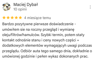 Zrzut opinii klienta Kamila z Google